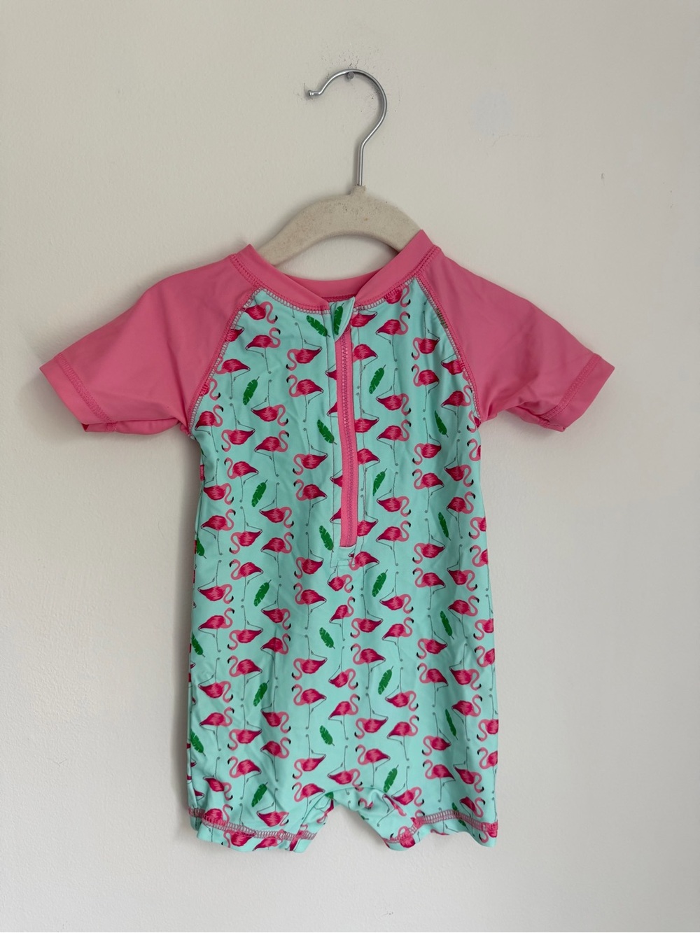 Leveret Flamingo Print Short-Sleeve Rash Guard Swimsuit (Size 6-12m)